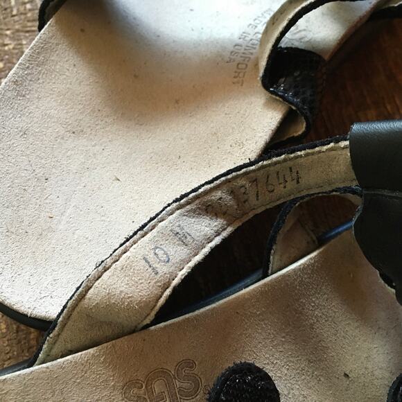 SAS San Antonio Shoes Naples Sandal Black Womens 10 M Comfort Floral Slide - Picture 8 of 8